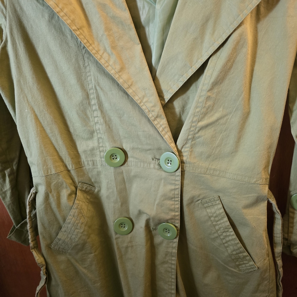Kamikaze Green Belted Trench Coat - Picture 3 of 7
